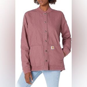 NWOT- Carhartt- Relaxed Fit Canvas Snap front Rib Collar Jacket- Raisin- Small‎